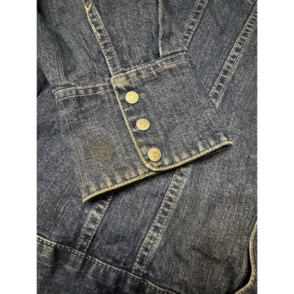 Vintage TOMMY HILFIGER Women's Distressed Flag Patch Star Denim Jacket Size 3X - Picture 5 of 5